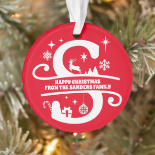 Letter S Monogram Initiaal Familienaam Greeting Ornament