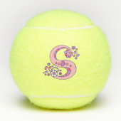 Letter S-monogram meisjes gepersonaliseerde doodle Tennisballen (Voorkant)