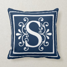 Letter S Monogram Navy Blue White