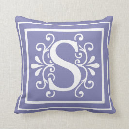 Letter S Monogram Periwinkle Paars Kussen