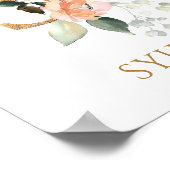 Letter S Monogram Roze Peach roos Nursery Poster (Hoek)