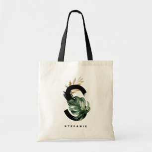 Letter S Monogram Tropische Bladeren Bruidsmeisj Tote Bag