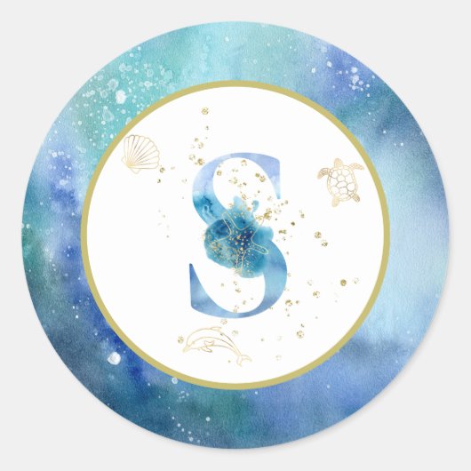 *~* LETTER S - Nautische strandenvelop Sticker (Voorkant)