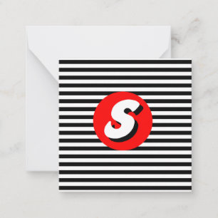 Letter S op zwarte en witte strepen Notitiekaartje