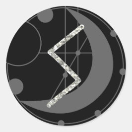 Letter S Rune Runic Monogram Geometric Moon Black Ronde Sticker