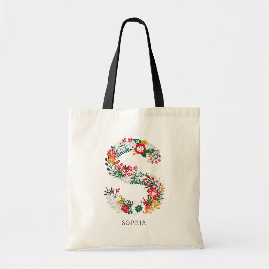 letter S | Whimsical Floral Letter Monogram Tas I (Voorkant)