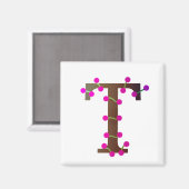 Letter T decoratief initiaal op wit Magneet (Voorkant / Achterkant)