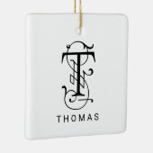 Letter T Elegant Monogram Kerst Ornament (Rechts)
