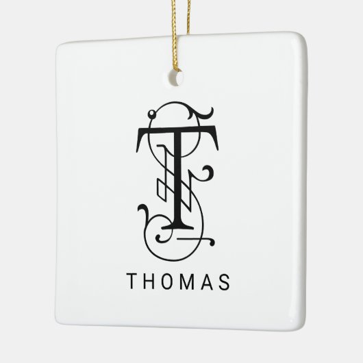 Letter T Elegant Monogram Kerst Ornament (Links)