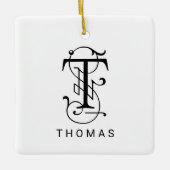 Letter T Elegant Monogram Kerst Ornament (Voorkant)