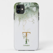 Letter T Fern & Succulent Hoesje-Mate iPhone Case (Achterkant)