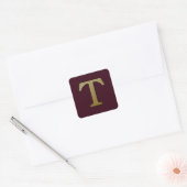 Letter T Gold Square Sticker (Envelop)