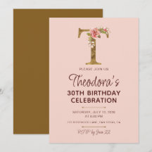 Letter T Gouden Monogram Roze Rozen