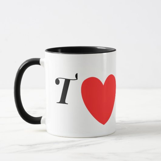 Letter T Heart - Valentine Initial Love Design Mok (Links)