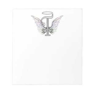 Letter T Initiaal Monogram met Angel Wings & Halo Notitieblok