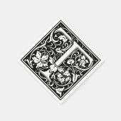 Letter T Middeleeuwse Monogram Art Nouveau Servet (Hoek)