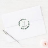 Letter T Monogram Aangepaste Naam Minimalistische  Ronde Sticker (Envelop)