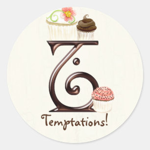 Letter T Monogram Cupcake Logo Zakelijke Stickers