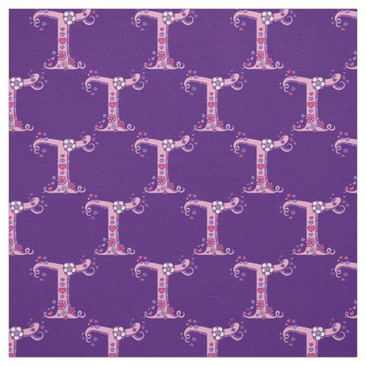 Letter T monogram decoratieve tekst aangepaste sto Stof (Swatch)
