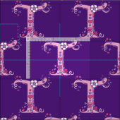 Letter T monogram decoratieve tekst aangepaste sto Stof (Delen)