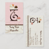 Letter T Monogram Dessert Bakkerij Visitekaartjes (Voorkant / Achterkant)