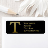 Letter T Monogram Gold Return Address Label (Insitu)