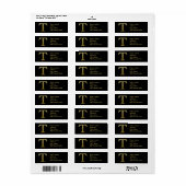 Letter T Monogram Gold Return Address Label (Full Sheet)