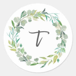 Letter T Monogram Initiaal Sticker Envelope Seal