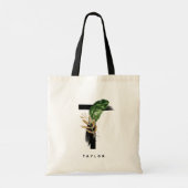 Letter T Monogram | Tropische Bladeren Bruidsmeisj Tote Bag (Achterkant)
