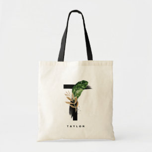 Letter T Monogram Tropische Bladeren Bruidsmeisj Tote Bag