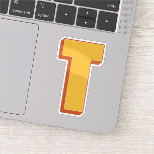 Letter T-monogram, Vet 3D-type lettertype Initiaal Sticker