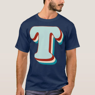 Letter T Retro Monogram Initiaal Naam Lettertype T-shirt