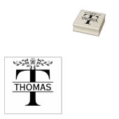 Letter T vlinderbladeren Split Monogram Rubberstempel (Gestempeld)