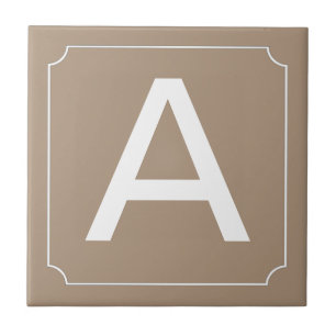 Letter-tegel - Beige met lijst Tegeltje