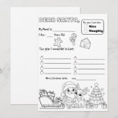 Letter to Santa Coloring Page Kaart (Voorkant / Achterkant)