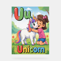 Letter U Alphabet Poster – U is for Unicorn – Cute