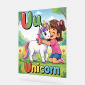 Letter U Alphabet Poster – U is for Unicorn – Cute (Angle)