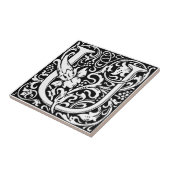 Letter U art nouveau black and white Tegel Tegeltje (Zijkant)