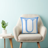Letter U Baby Blue Border Kussen (Stoel)