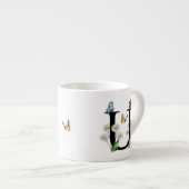 Letter U Bloem Vlinder Monogram Initiaal Espresso Kop (Voorkant rechts)