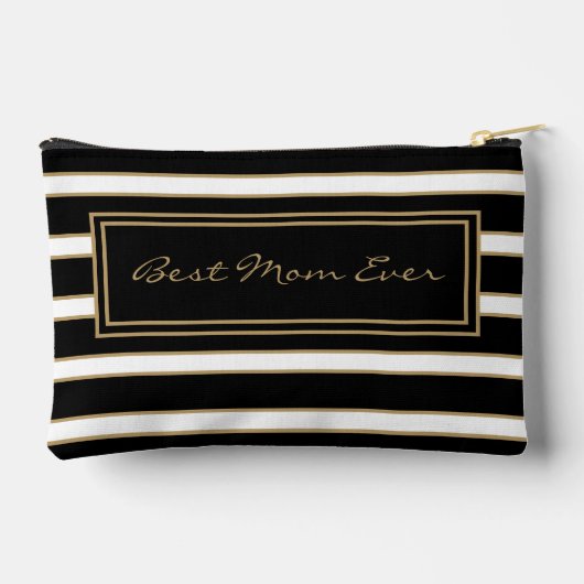 Letter U Bloemmonogram Zwart Wit Gouden Strepen Etui (Achterkant)