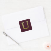 Letter U Gold Square Sticker (Envelop)