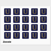 Letter U Gold Square Sticker (Vel)