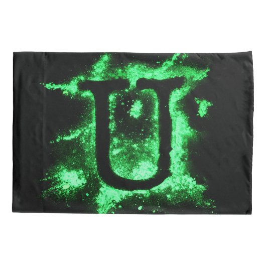 Letter U Groen Hoofdstedelijk Alfabet Kussensloop (Achterkant)