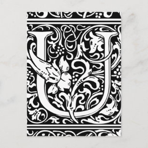 Letter U Middeleeuws Monogram Art Nouveau Briefkaart