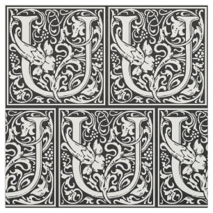 Letter U Middeleeuws Monogram Art Nouveau Stof