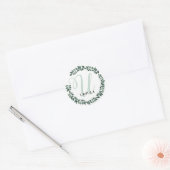 Letter U Monogram Aangepaste Naam Minimalistische Ronde Sticker (Envelop)