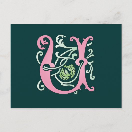 Letter U Monogram Briefkaart (Voorkant)