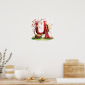 Letter U Turtle Fairy Poster - Alphabet Art (Cuisine)