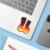 Letter U - vlammen Sticker (Laptop met iPhone)